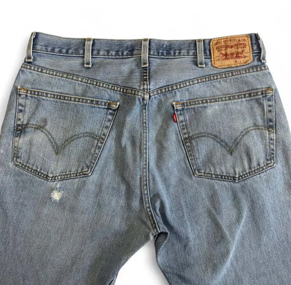 Levi's 505 Regular Fit Jeans Size W38 L30 Light Wash Distressed